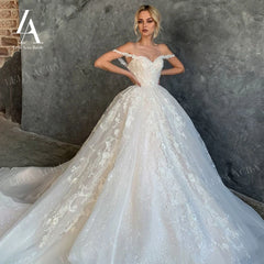 White Bridesmaid Dresses: Wedding Dress Appliques Ball Gown Court Train Bridal Dresses