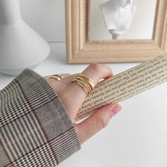 Silver Color Rings Creative Multilayer Winding Line Geometric Handmade