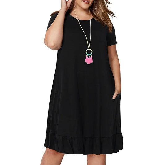 Spring Big size 9XL dress for Fat MM Woman dress Loose solid ruffles plus size women
