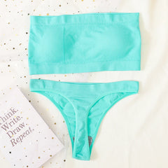 Women Bra Set Strapless Seamless Underwear Push Up Bra High Waist Thong