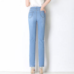 Womens Skinny Thin Denim Jeans For Summer Straight Slimming Fit