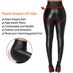 High Waist Faux Leather Leggings Women Thick Non See-through PU Leggings