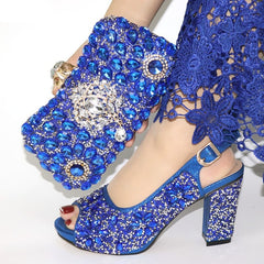 Matching Shoes and Bags: Italian sky blue Shoes with Matching Bags Sets Decorated