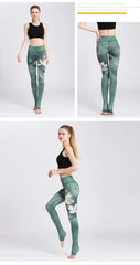 Cloud Hide Yoga Pants Women High Waist Trainer Sports Leggings Long Tights Floral