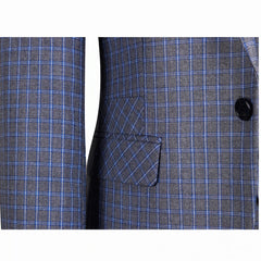 Tuxedo for Mens: Men Suit Style Blazer Vest 3Piece Blue Grey Slim Fit Fashion Suit