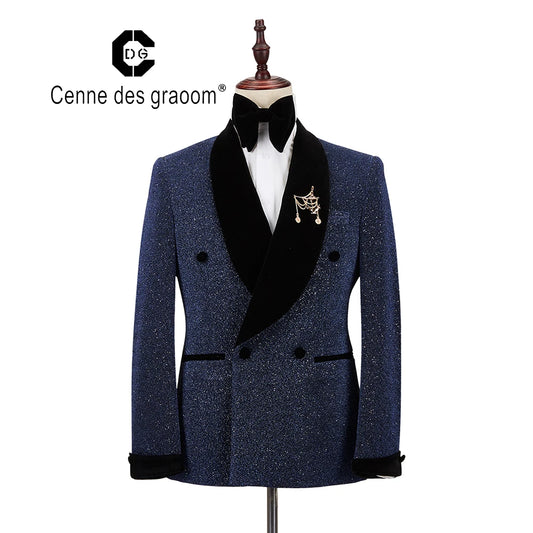 Groomsmen Suits: Men Suit Tuxedo 2 Pieces Double Breasted Shawl Lapel Wedding Party