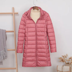 5XL 4XL Hat Detachable Thick Long Down Jacket Women Winter Ultra Light Down Jacket