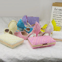 Matching Shoes and Bags: Yellow Flower Wedding Shoes With Matching Bags High Heels