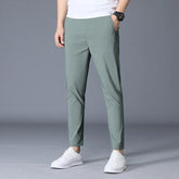 Summer Ankle Length Suit Pants Trousers For Male Ice Silk Black Khaki Korea Thin
