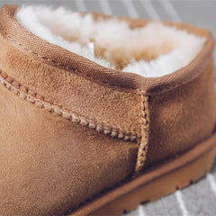 Fashion Winter Ankle Rubber Wool Boots For Women Australian Genuine Cowhide Leather