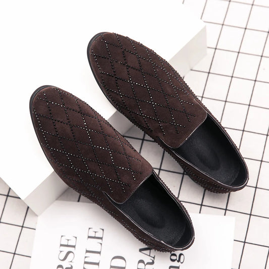 Men's Rhinestones Dress Shoes Luxury Italian Style Fashion Party Flats
