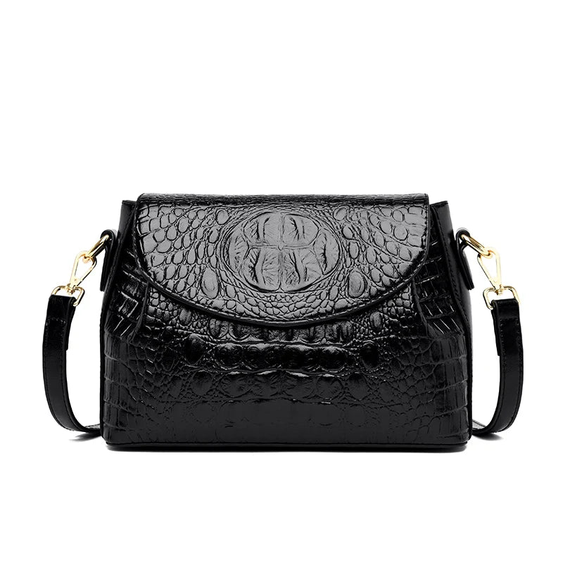 Female Bag Genuine Leather Casual Tote Bags Crocodile Pattern Shoulder