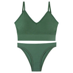 Bra Set Women Underwear Set Bralette Female Lingerie Ribbed Tops