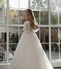 White Bridesmaid Dresses: Wedding Dresses Puff Sleeve Appliques Lace 3D Flowers