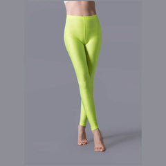 Women Shiny Pants Leggings Solid Color Fluorescent Spandex