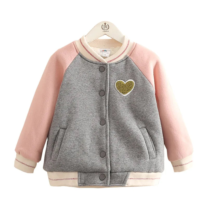 Winter Warm Fashion Children Color Patchwork Outwear Mandarin Collar Baby Kids Girls