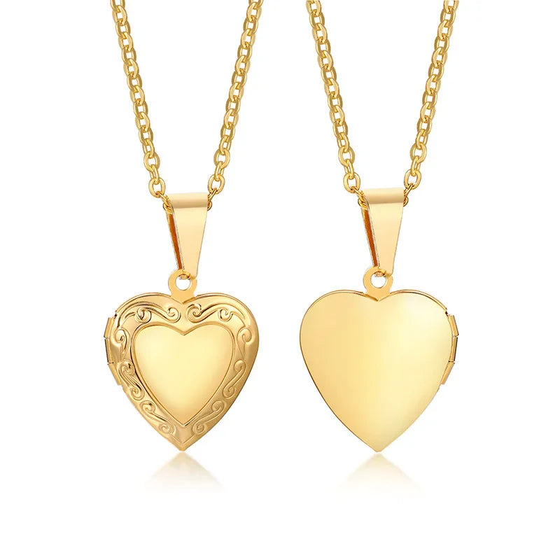 Delicate Floral Oval Heart Locket Pendant Necklaces for Women,Stainless Steel Photo Frame Promise Love Keepsake Gift