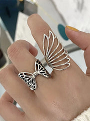 925 Sterling Silver Party Rings Fashion Creative Hollow Butterfly Wings Wedding
