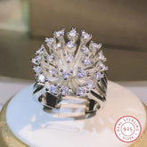925 sterling silver glittering zircon dandelion ring ladies three claw zircon ring party
