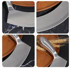 8.5 Inch Stainless Steel Mezzaluna Knife Pizza Cutter Fruit Vegetable Salad Chopper