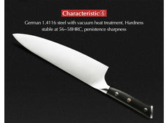8.5'' Inch Chef Knife High Carbon Din 1.4116 Slicing Stainless Steel German
