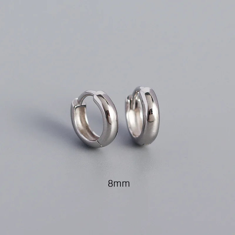 WANTME 925 Sterling Silver Minimalism Punk Rock Wide Hoop Earrings for Women Men Fashion Gothic Bohe Huggie Ear Buckle Jewelry