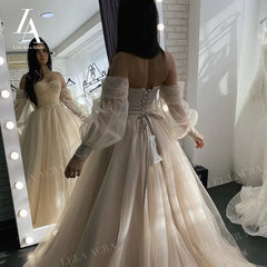 White Bridesmaid Dresses: Beach Wedding Dresses 2 In 1 Sleeve A-Line Bridal Gown