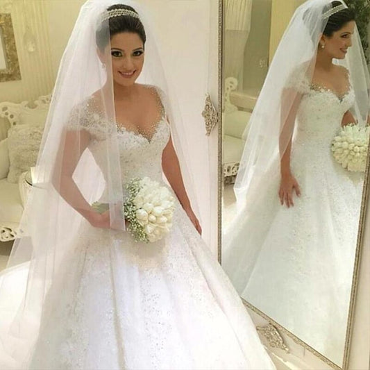 White Bridesmaid Dresses: Beads Crystal White Ivory Wedding Dresses for brides plus size