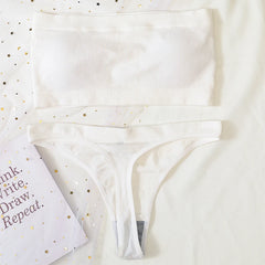 Women Bra Set Strapless Seamless Underwear Push Up Bra High Waist Thong