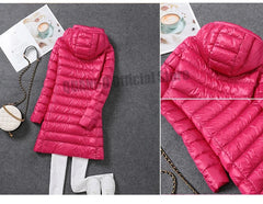 Women Ultra Lightweight Packable Long Puffer Jacket Autumn Winter