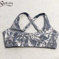 Women's Retro Metallic Snake Gym Leggings Blue Silver Shiny Legging Fitness Bottom