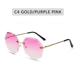 Sunglasses Women Ocean Water Cut Trimmed Lens Metal Temples Sun Glasses