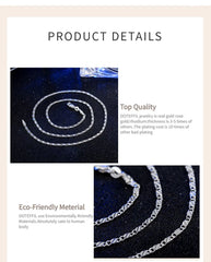 925 Sterling Silver 16/18/20/22/24/26/28/30 Inch 2mm Charm Chain Necklace