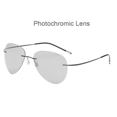 Sunglasses Men Vintage Ultralight Brand Designer Frameless Grey Photochromic