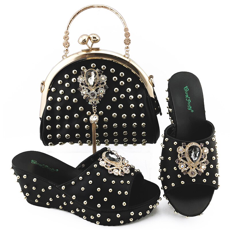 Matching Shoes and Bags: Wedding Shoes and Bag Set gold Color Italian Shoes