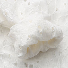 Long Sleeve Sunscreen White Flower Hollow Out Kids Baby Girl Baseball Jacket