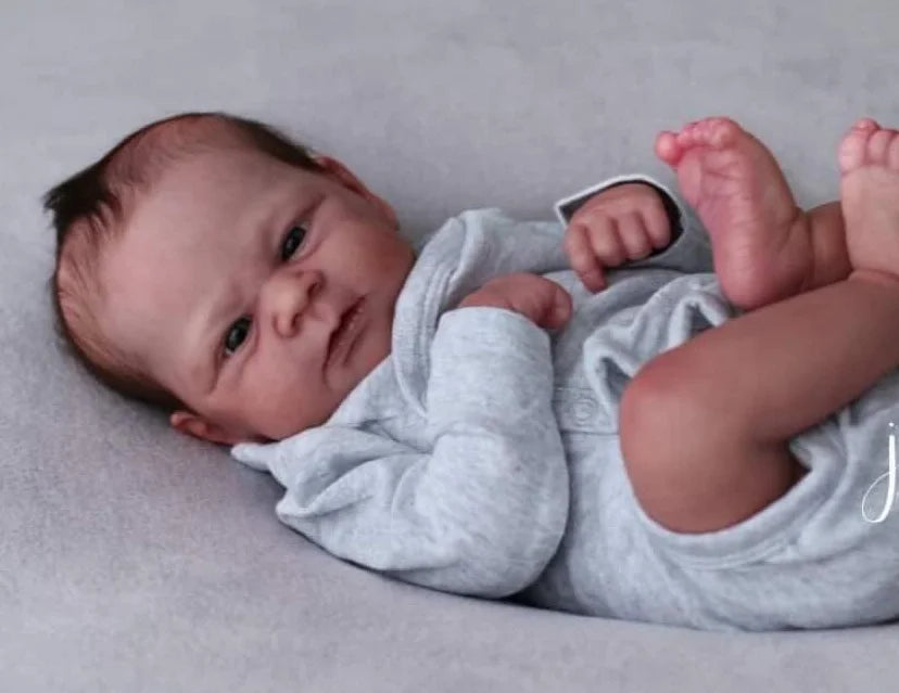 NPK 17inch Reborn Doll Kit Elijah Lifelike Soft Touch Flexible Fresh Color Unfinished Doll Parts with Body and eyes