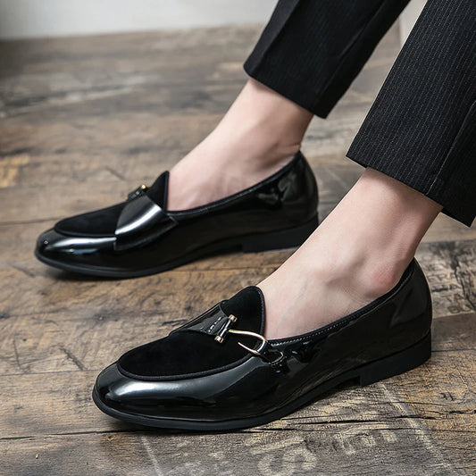 Men Dress Shoes Business PU Breathable Slip-On Wedding Oxford Shoes