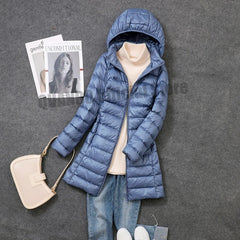 Women Ultra Lightweight Packable Long Puffer Jacket Autumn Winter