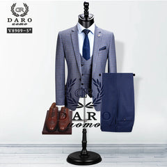 Tuxedo for Mens: Men Suit Style Blazer Vest 3Piece Blue Grey Slim Fit Fashion Suit