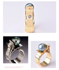 925 Sterling Silver Pearl Ring For Women 18k Gold Charm Finger Rings Party