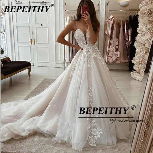 White Bridesmaid Dresses: A Line Wedding Dress Deep V Neck Wedding Dresses