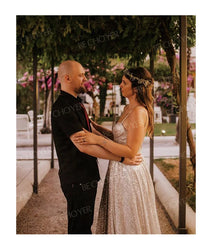 White Bridesmaid Dresses: Wedding Dress Shiny Sleeveless A-Line Beach Beaded