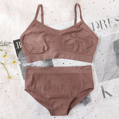 Women Bra Briefs Set Seamless Bra And High Waist Panties Set Underwear Female