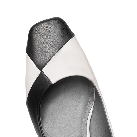 Size 34-43 Soft Genuine Leather Thick Heel High Heel Shoes Office Ladies
