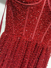 Red Luxury Gowns Fashion Ladies Partydress Gallus With Diamond A-Line Formal Evening