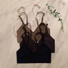 Seamless Bra Briefs Set Bustier Crop Tops Breathable Sexy Ice Silk Seamless