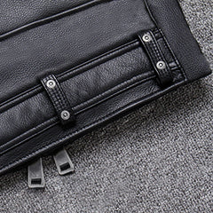 Spring Black Pu Leather Motorcycle Jacket for Men Style Long Sleeve