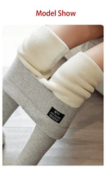 Winter Women Pants Thermal Fleece Thicken Leggings High Waist Ribbed Leggings