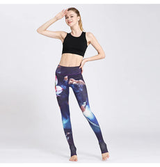 Cloud Hide Yoga Pants Women High Waist Trainer Sports Leggings Long Tights Floral